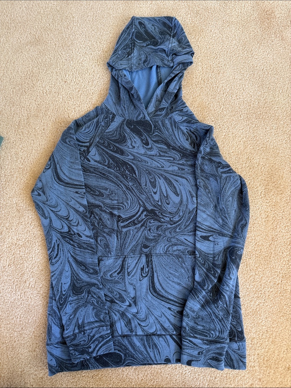Athleta women’s  Swirl-Pattern Hoodie in Blue and Black